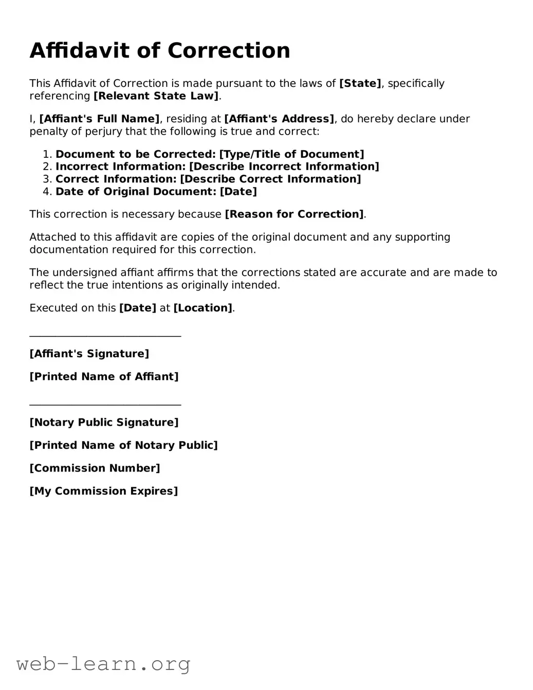Attorney-Approved Affidavit of Correction Template