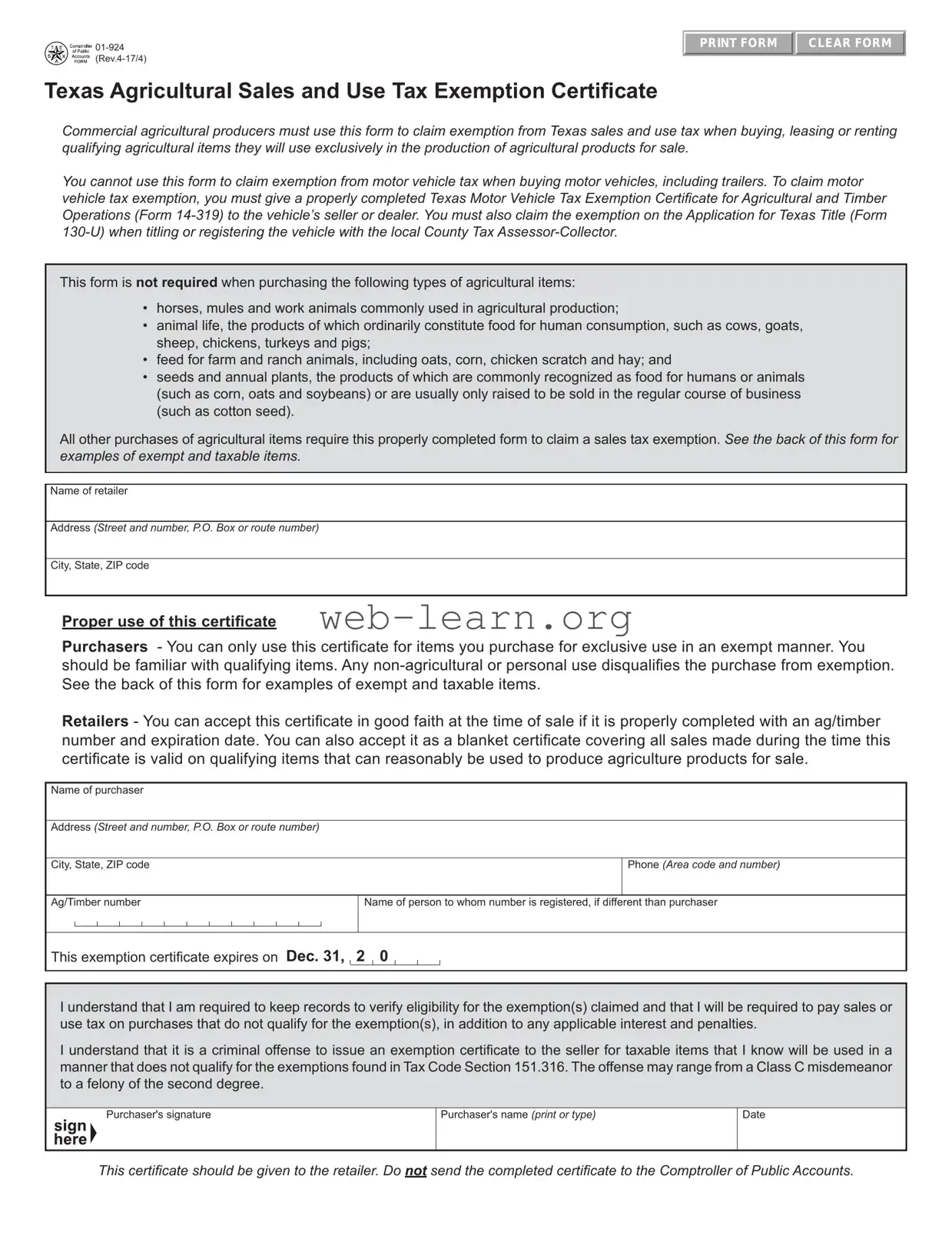 Blank Texas 01 924 Form