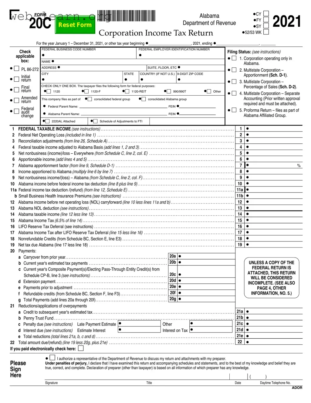 Blank Alabama 20C Form