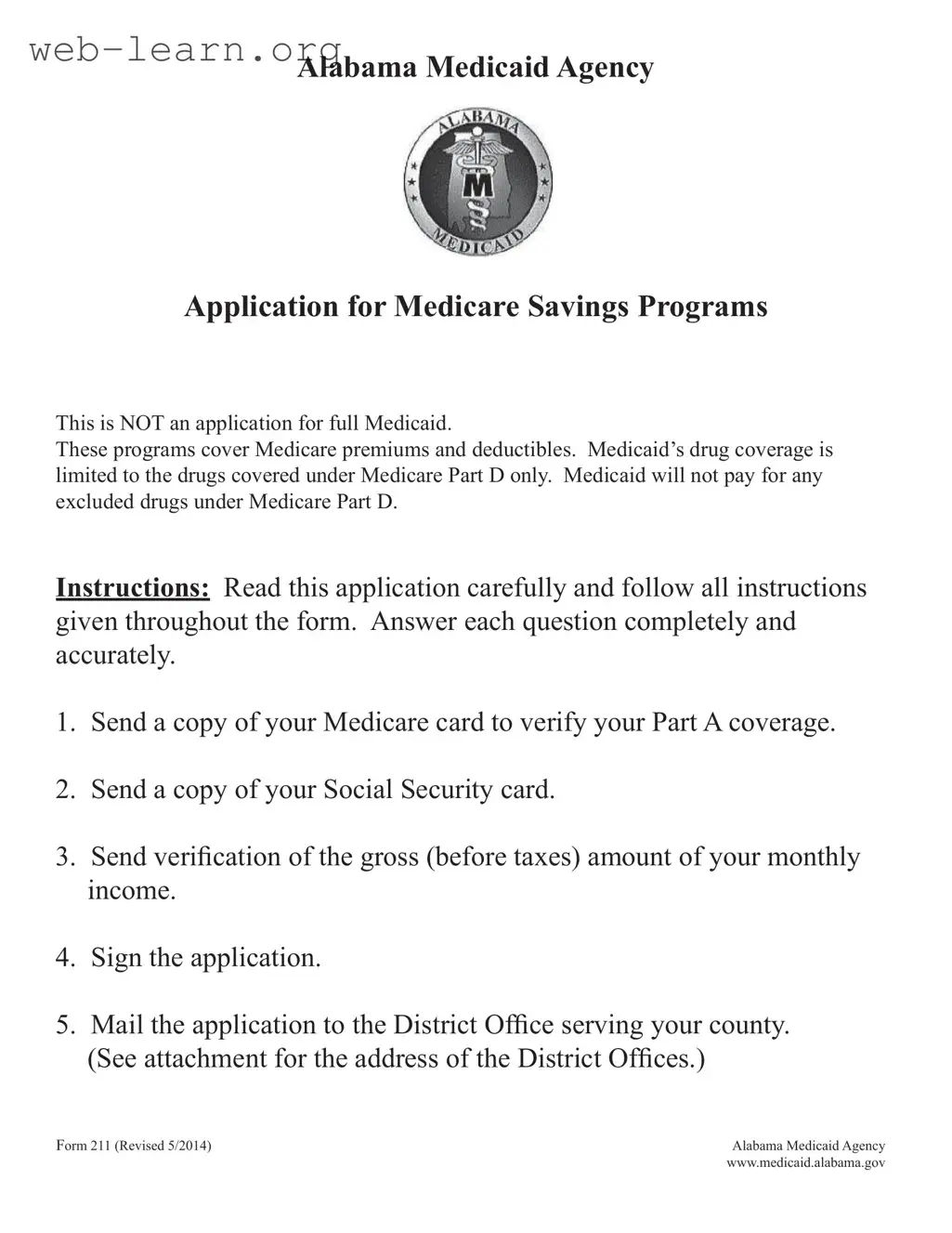 Blank Alabama 211 Form