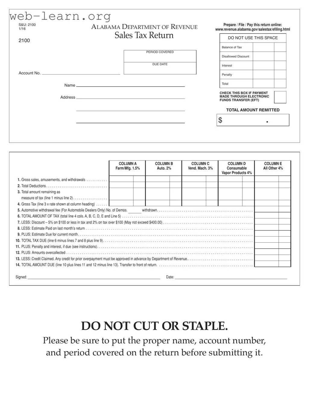 Blank Alabama 2100 Form