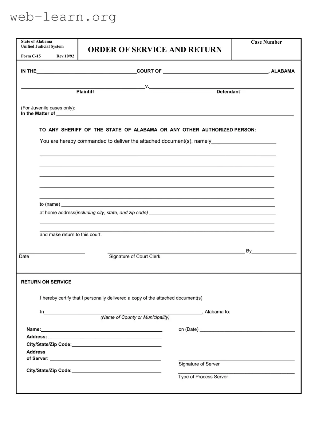 Blank C 15 Alabama Form