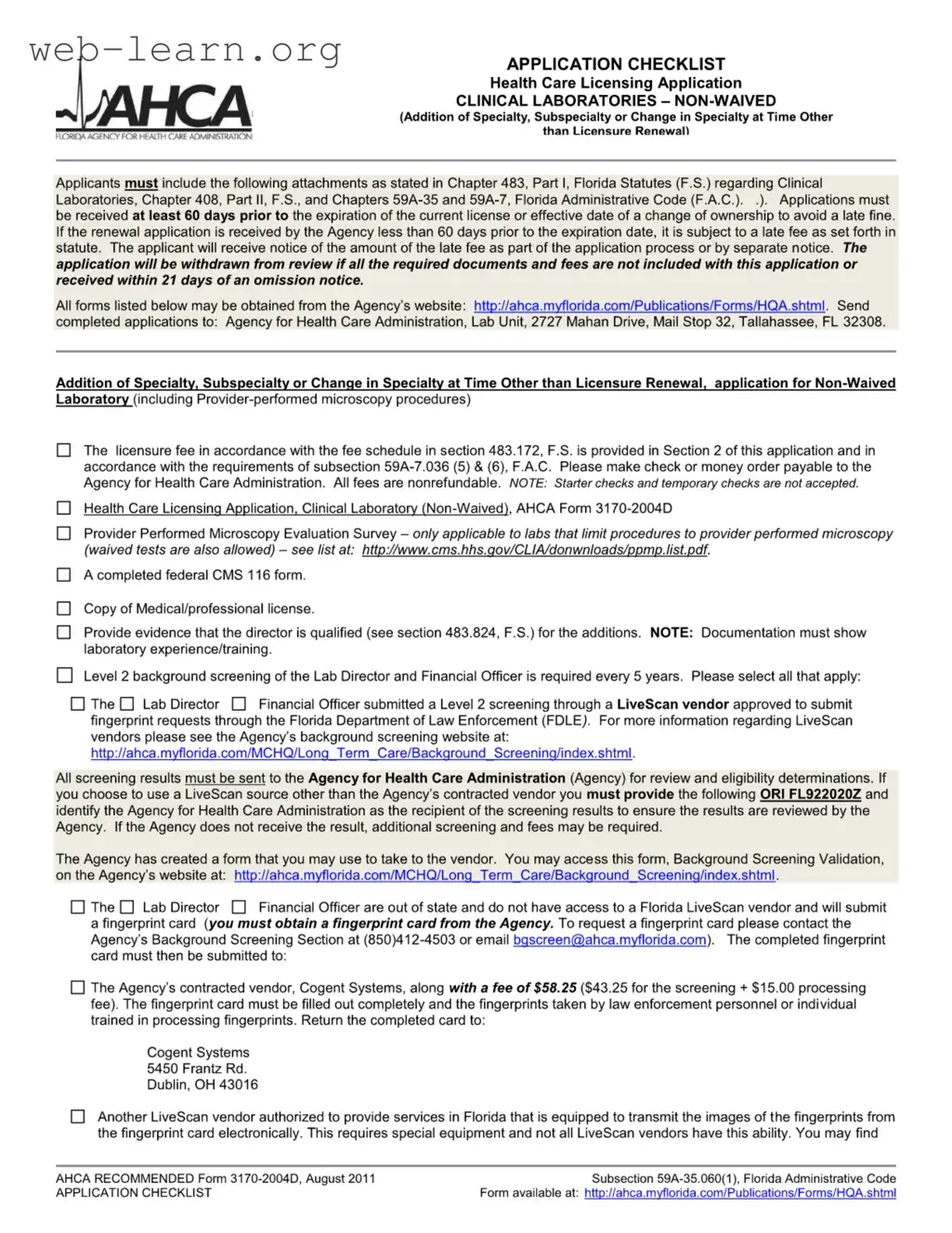 Blank Florida 3170 Form