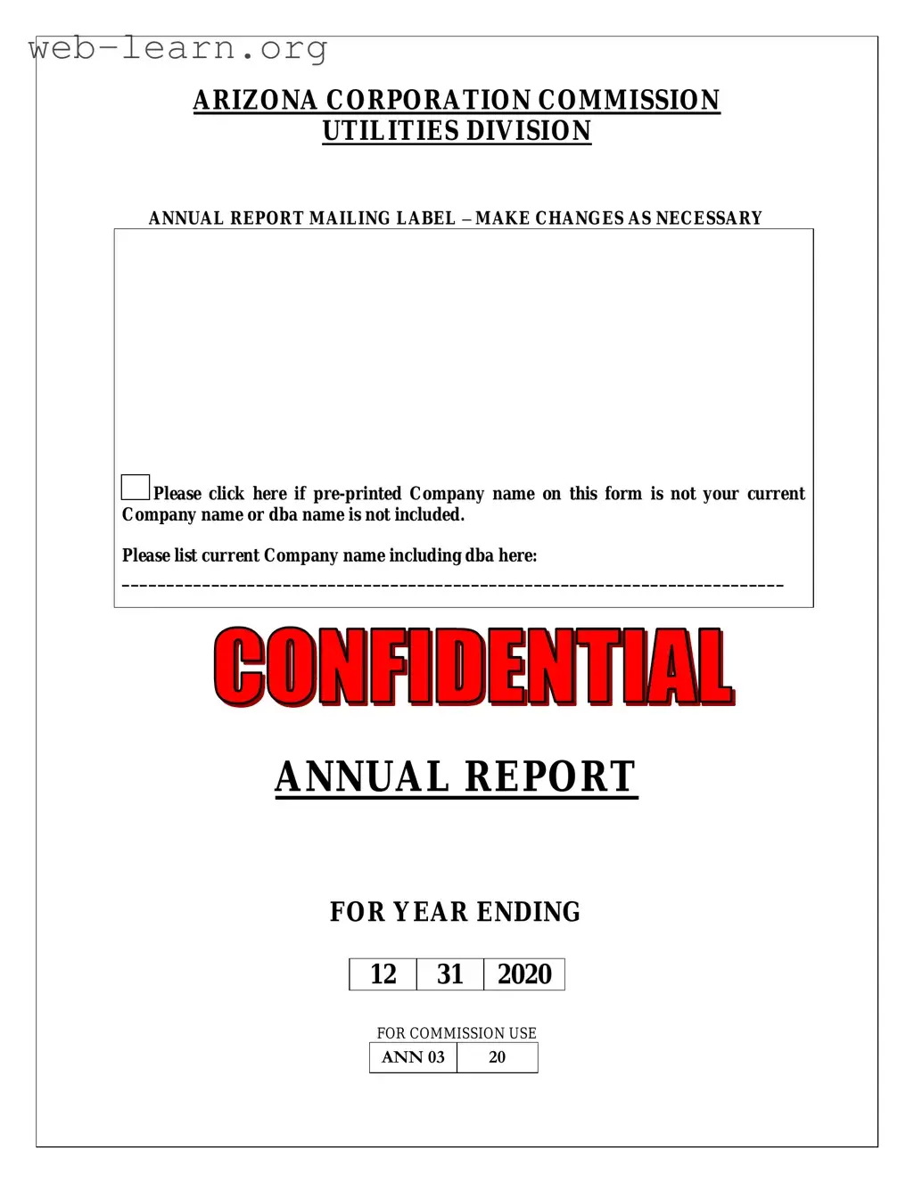 Blank Arizona Annual Report Form