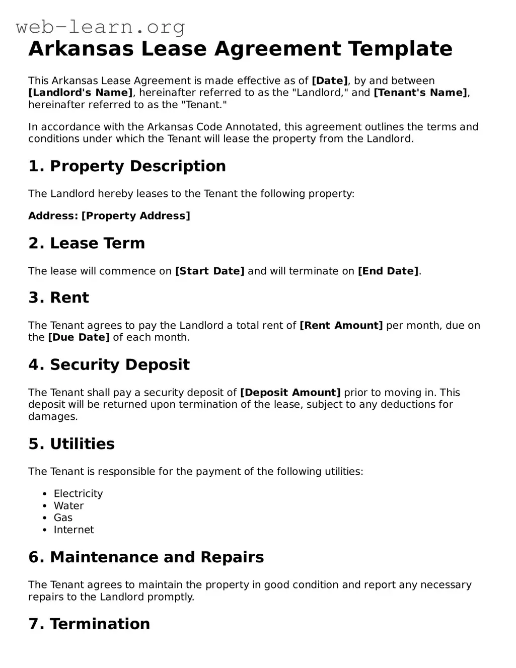 Attorney-Approved Lease Agreement Document for the State of Arkansas