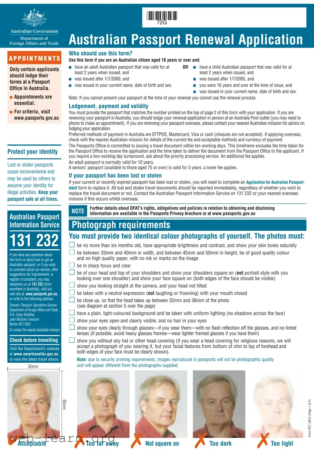 Blank Australian Passport Renewal Form