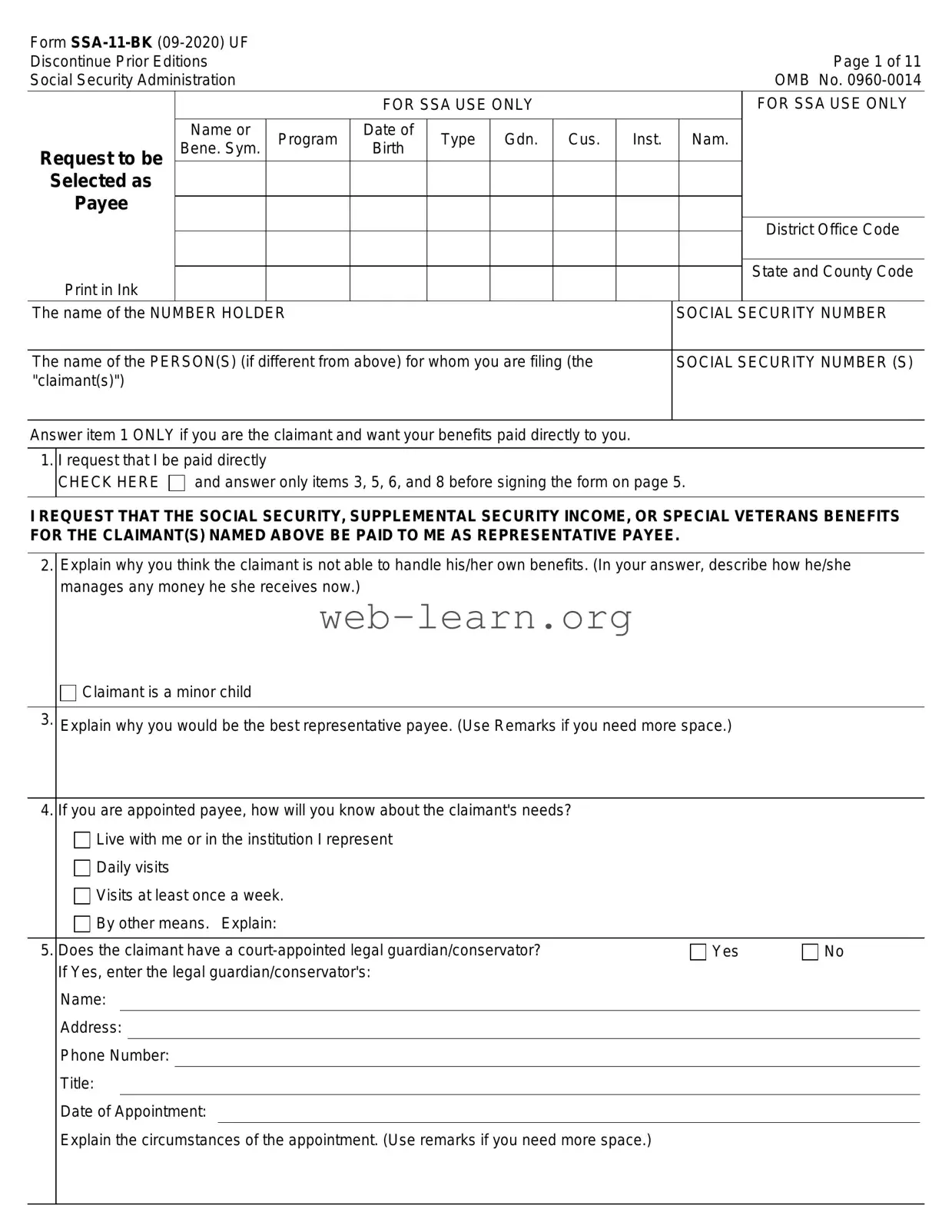 Blank Ssa 11 Form