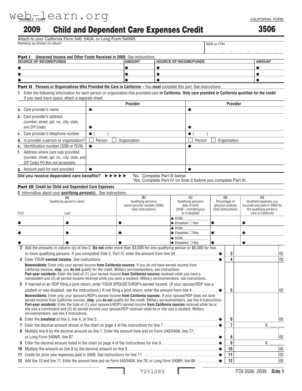 Blank California 3506 Form