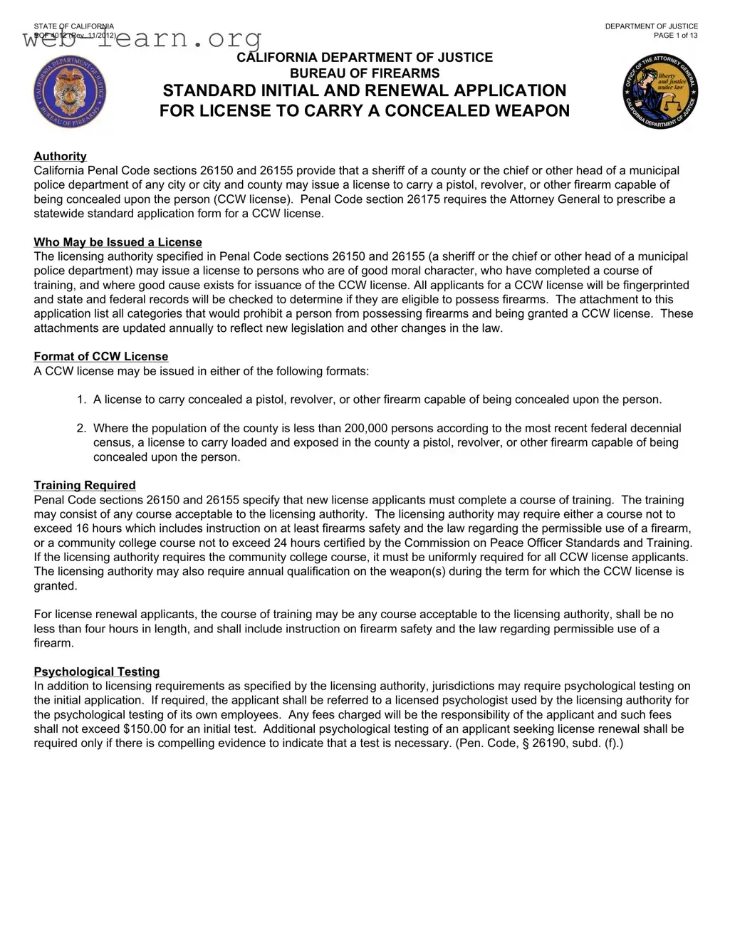 Blank California Bof 4012 Form