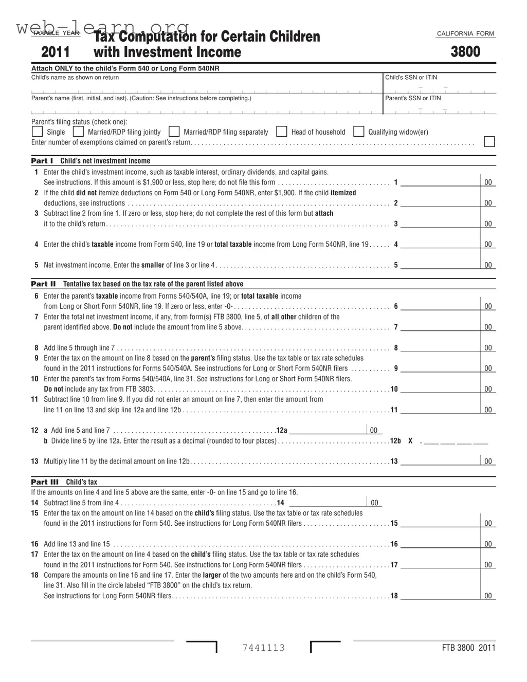 Blank California 3800 Form