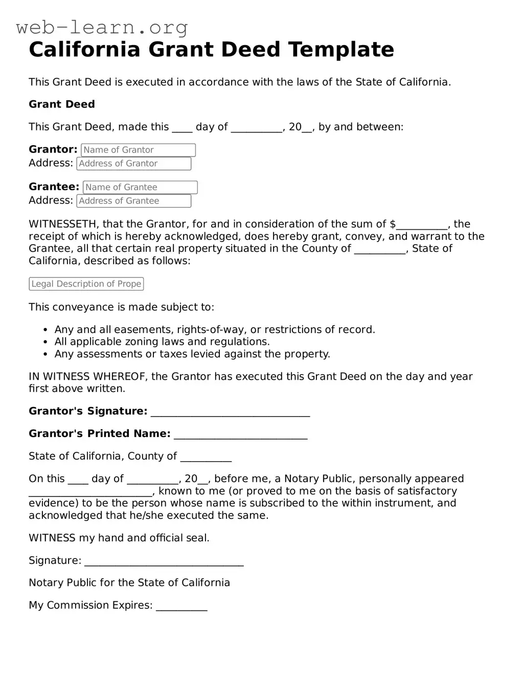 Attorney-Approved Deed Document for the State of California