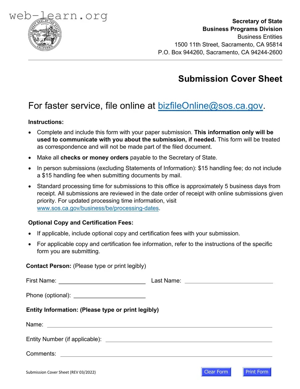 Blank California Llc 1 Form