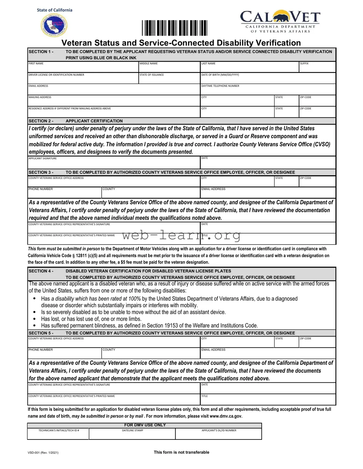 Blank Vsd 001 Form