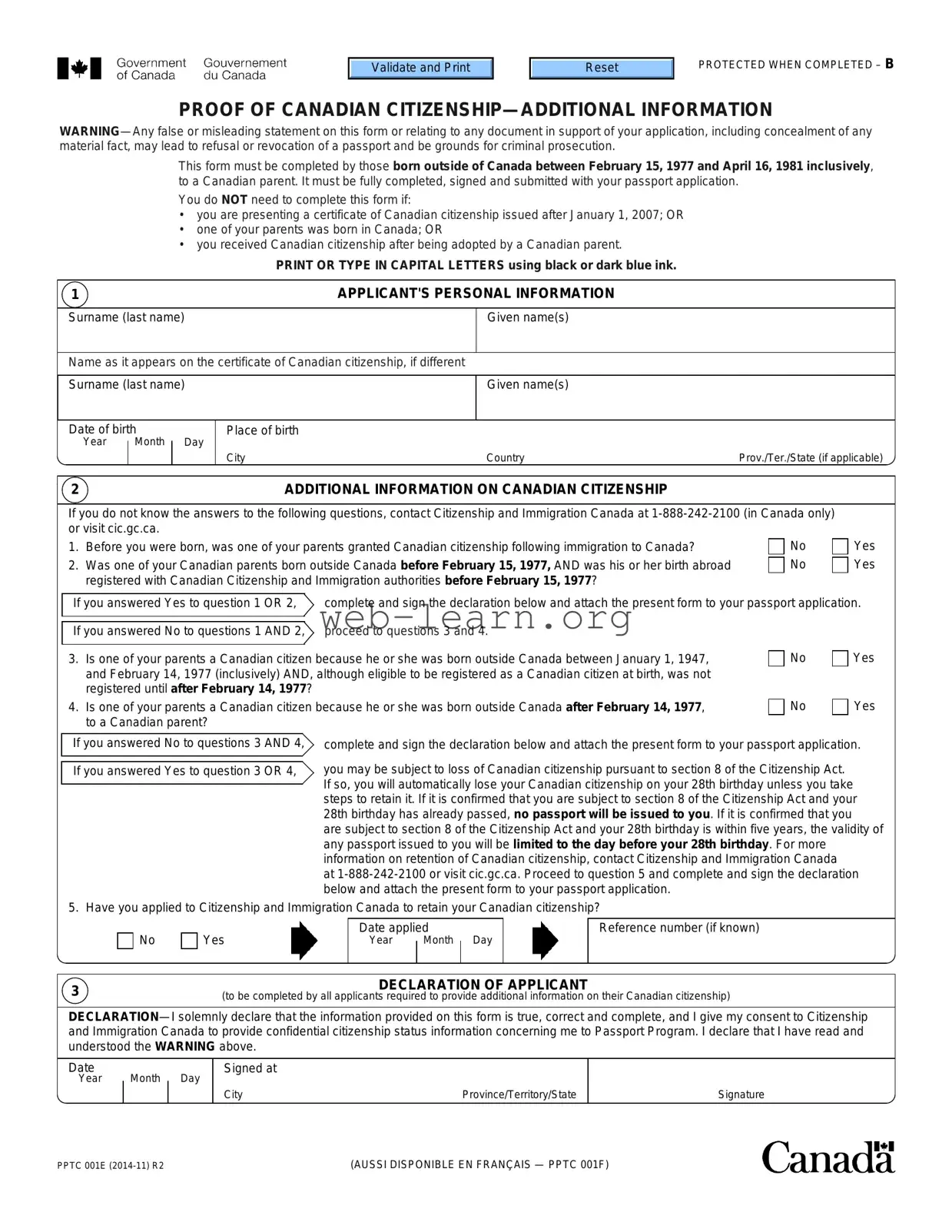Blank Pptc 001 Form