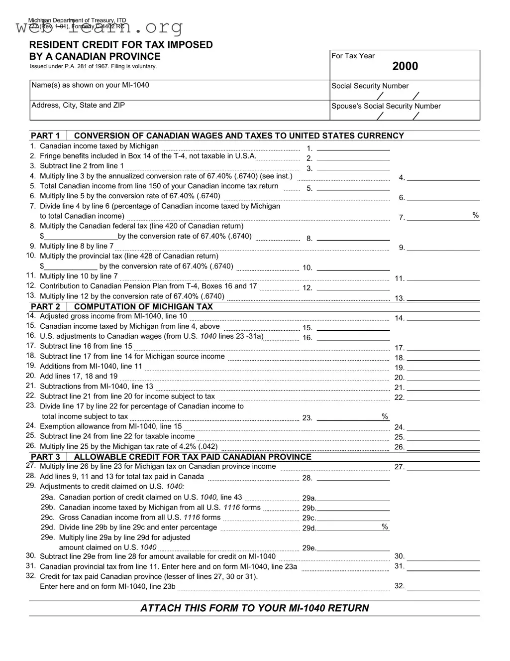 Blank Michigan 777 Form