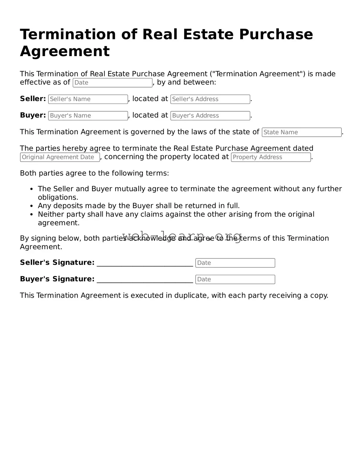 Attorney-Approved Termination of Real Estate Purchase Agreement Template