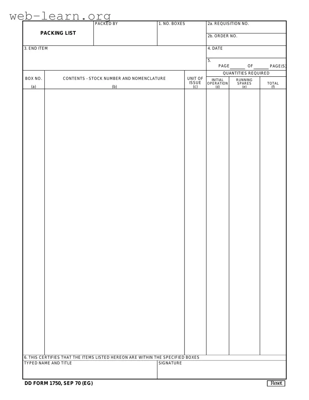 Blank Dd 1750 Form