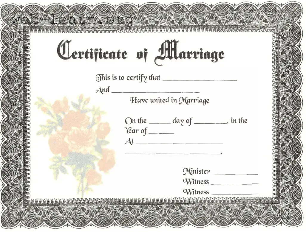 Blank Marriage Certificate Form