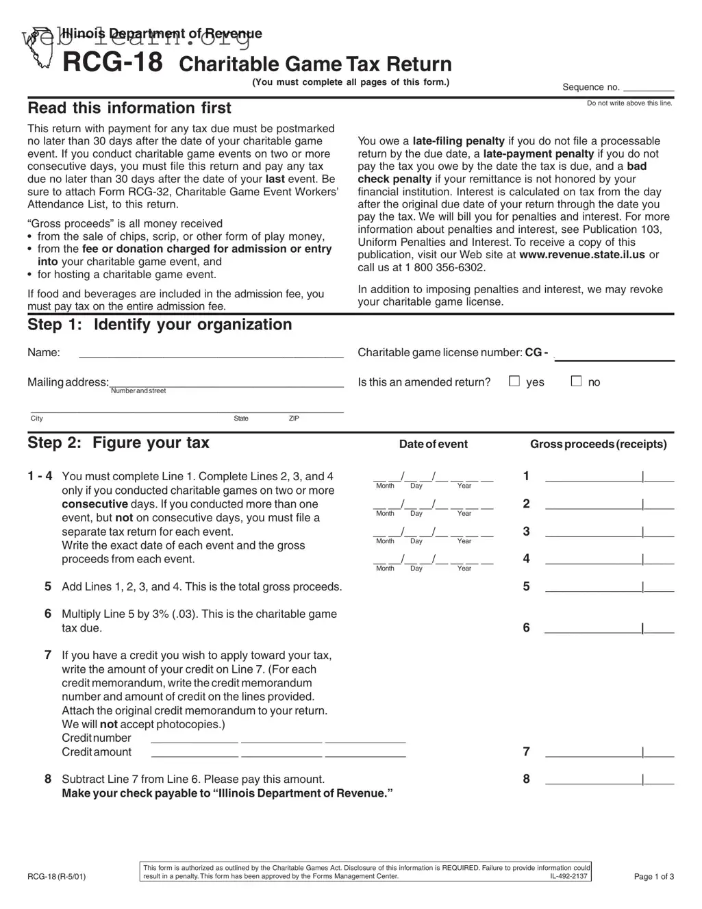 Blank Illinois Rcg 18 Form
