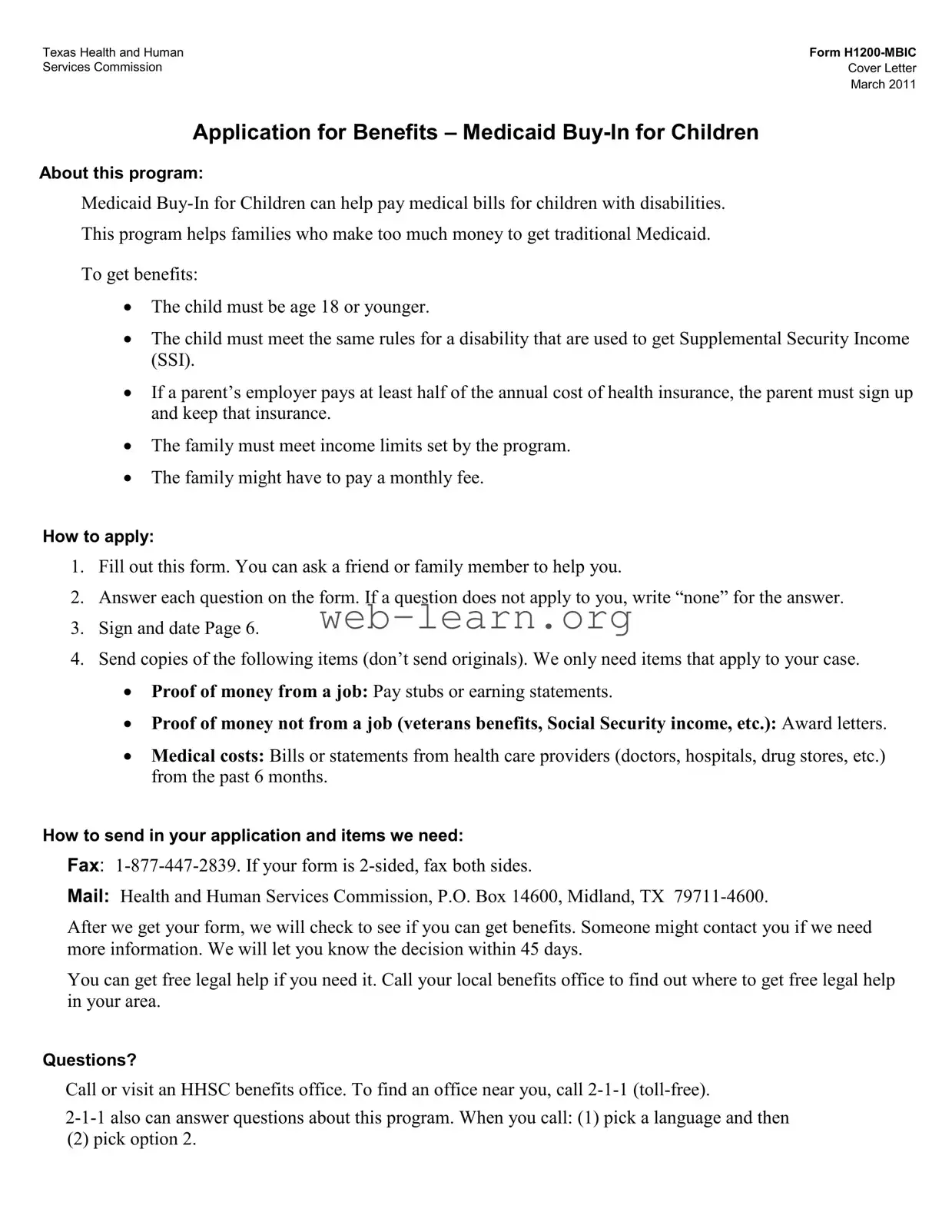 Blank Texas H1200 Mbic Form