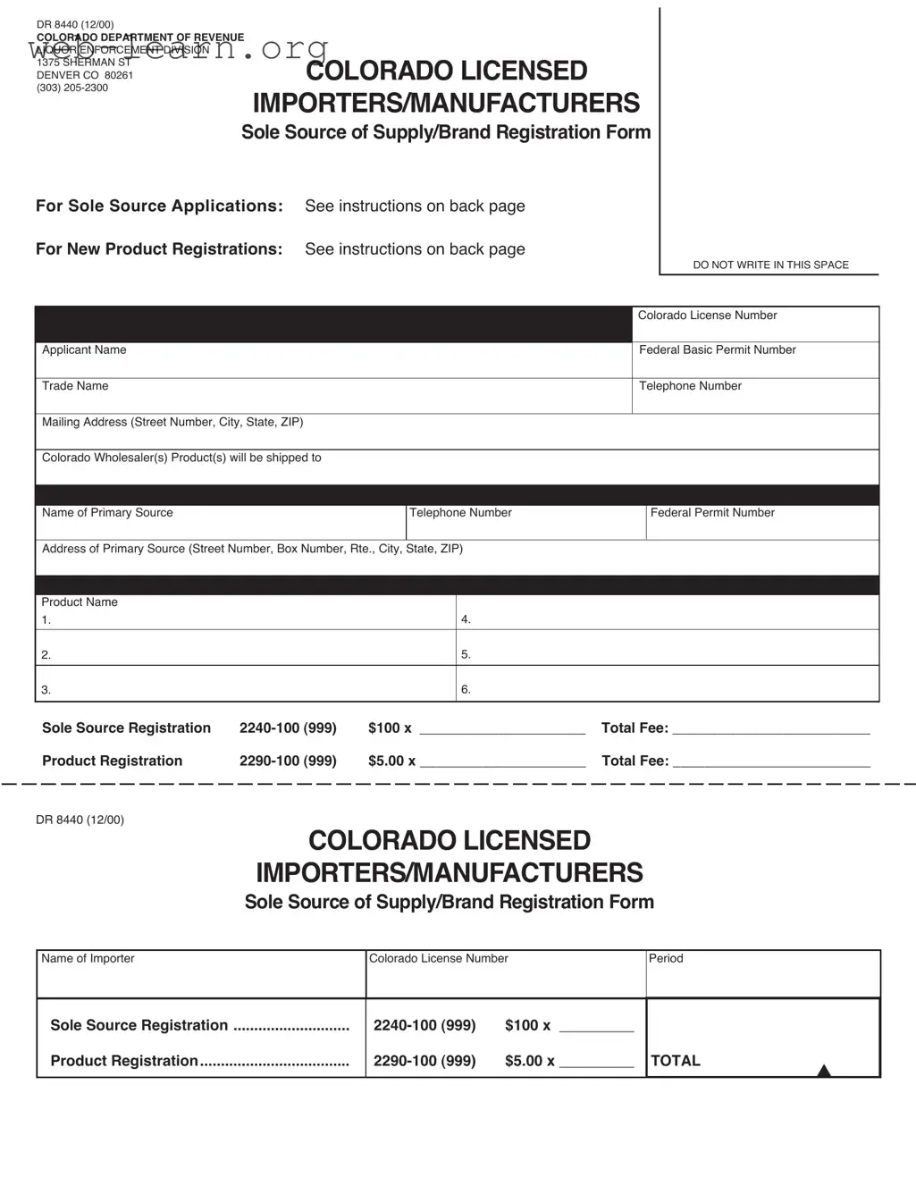 Blank Colorado Dr 8440 Form