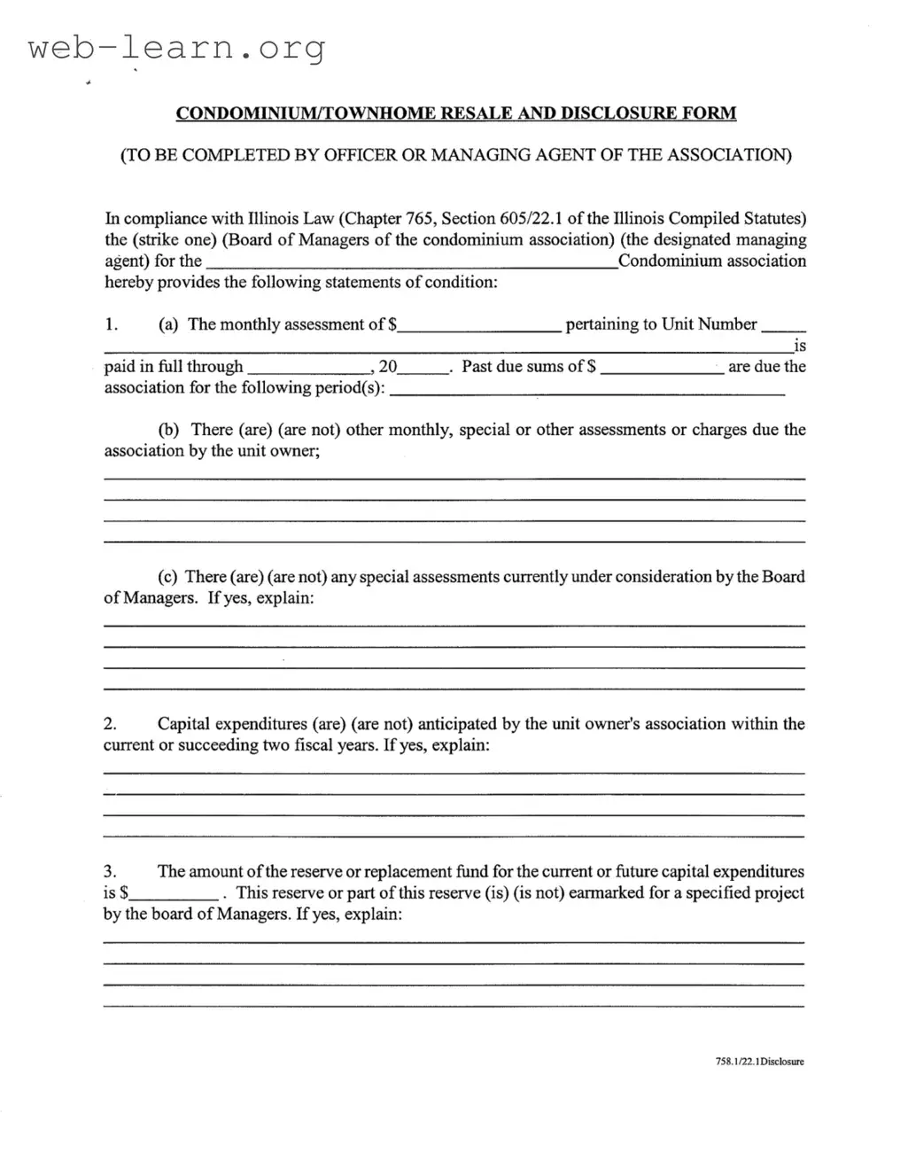 Blank Act 221 Disclosure Form