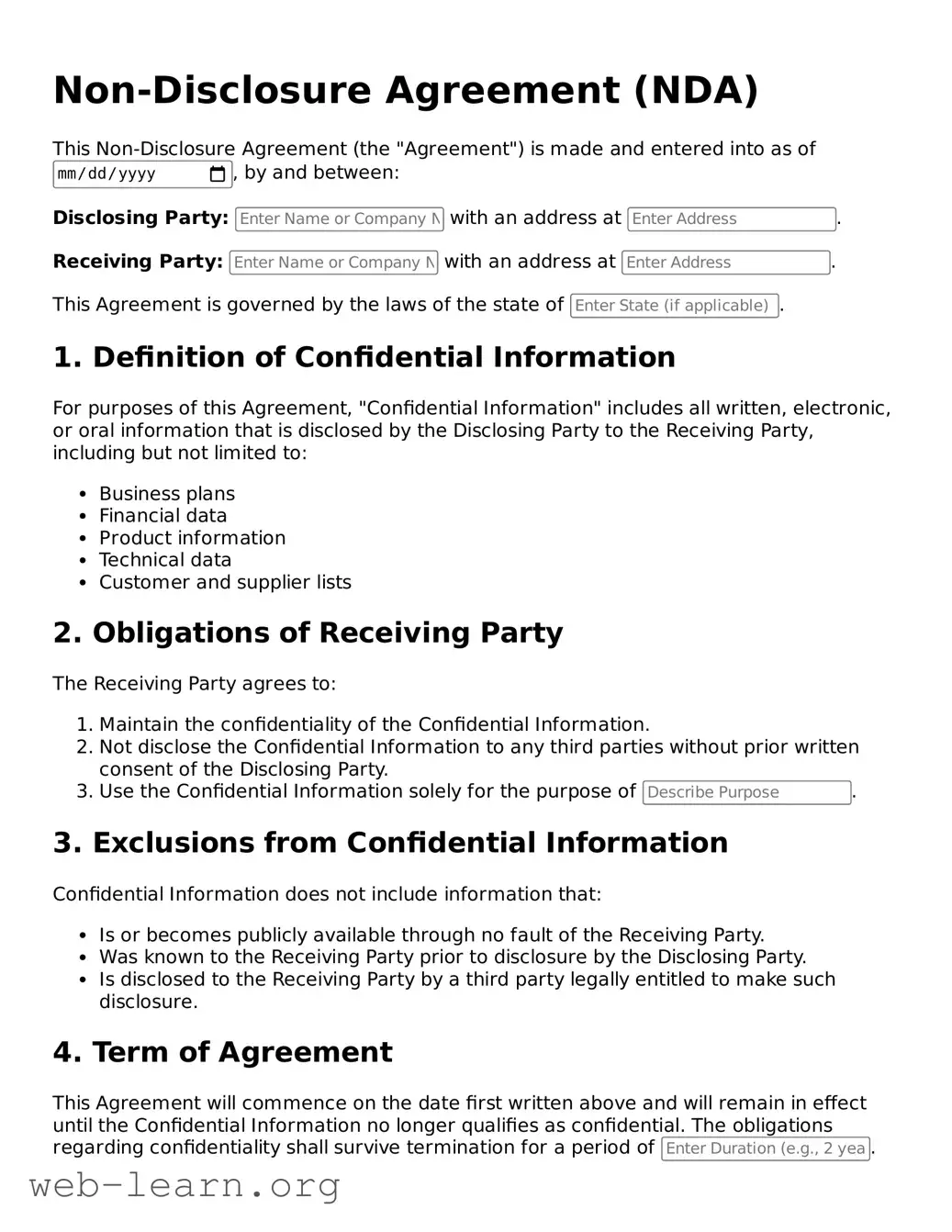Attorney-Approved Non-disclosure Agreement Template