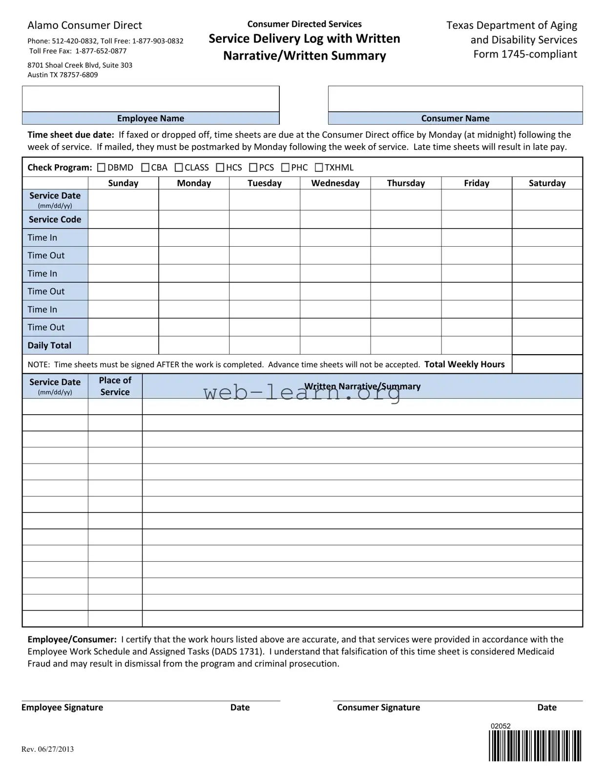 Blank Texas 1745 Form