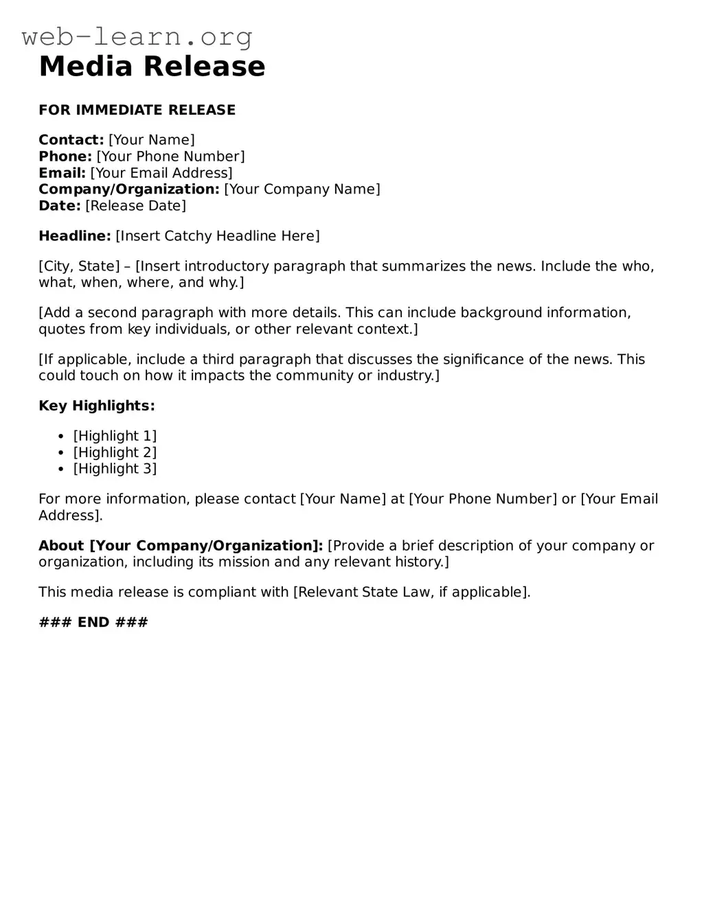 Attorney-Approved Media Release Template