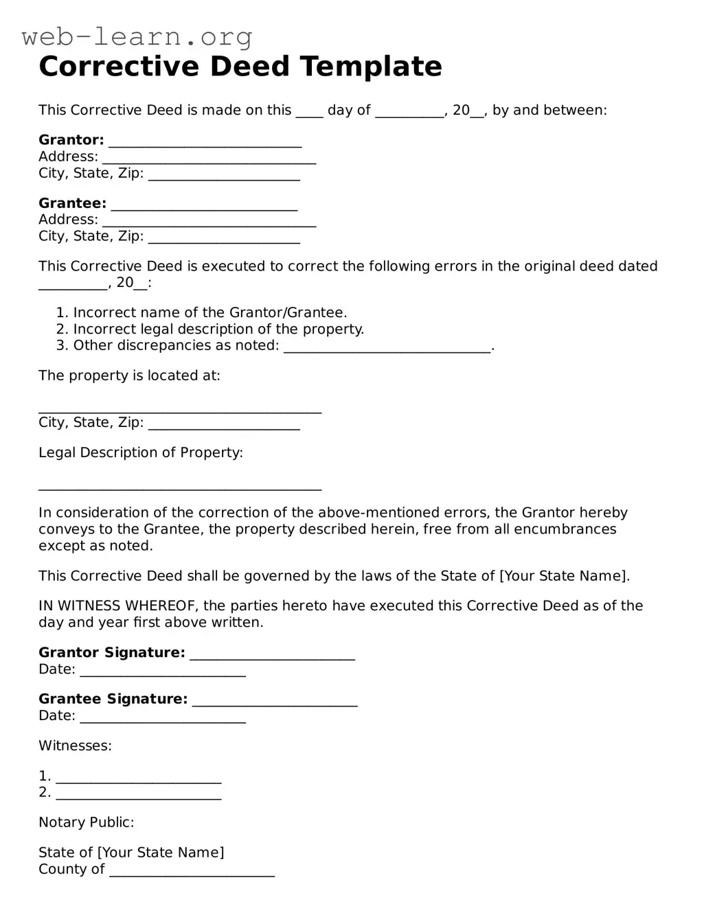 Attorney-Approved Corrective Deed Template