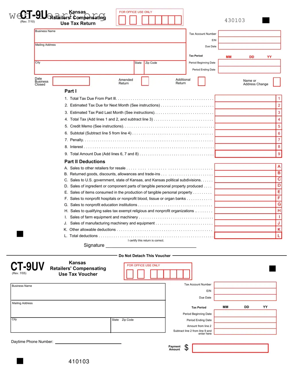 Blank Kansas Ct 9U Form