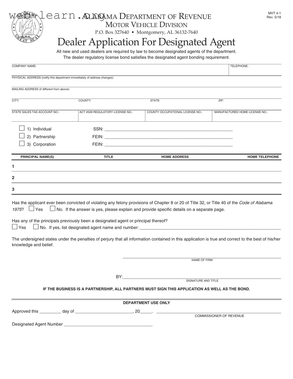 Blank Alabama Mvt 4 1 Form
