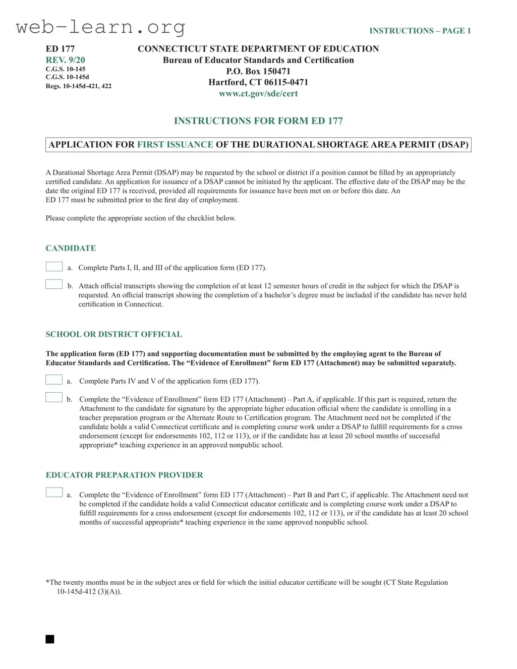 Blank Connecticut Ed 177 Form