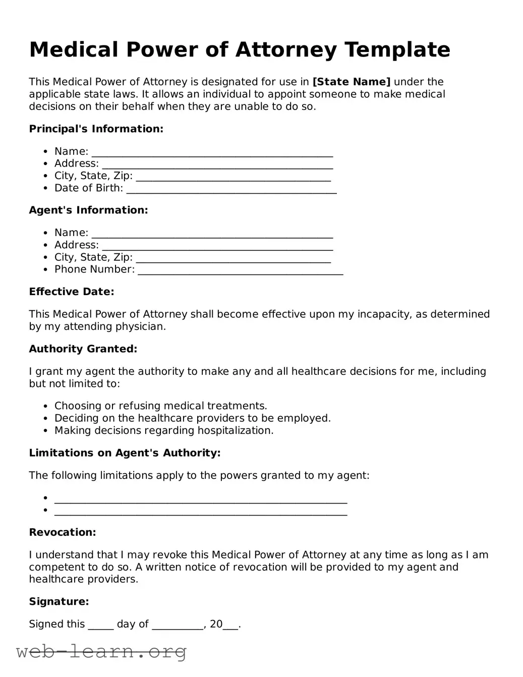 Attorney-Approved Medical Power of Attorney Template