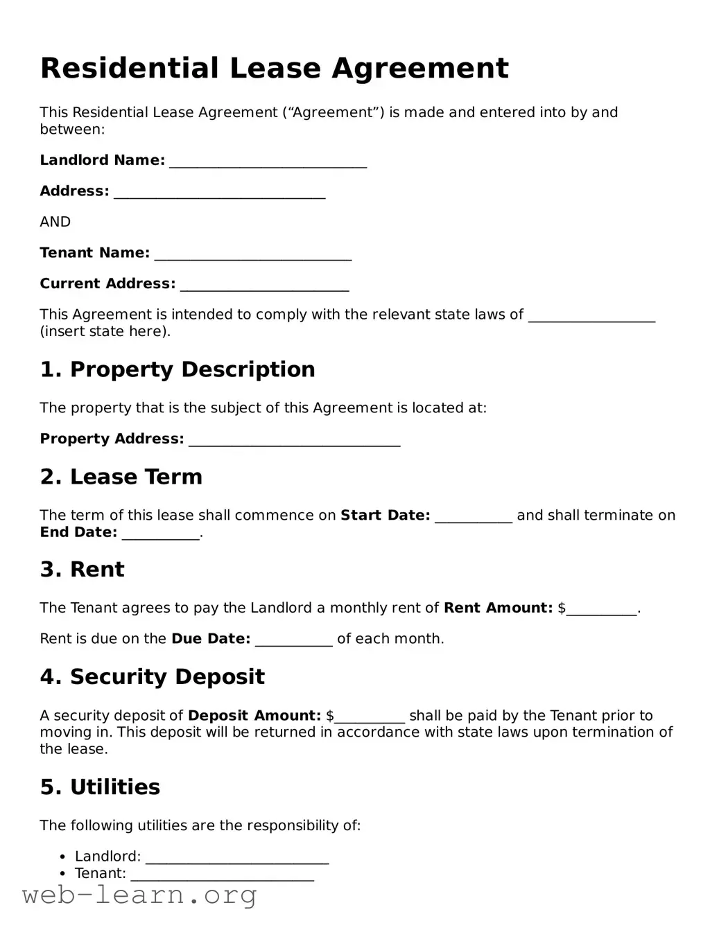 Attorney-Approved Residential Lease Agreement Template