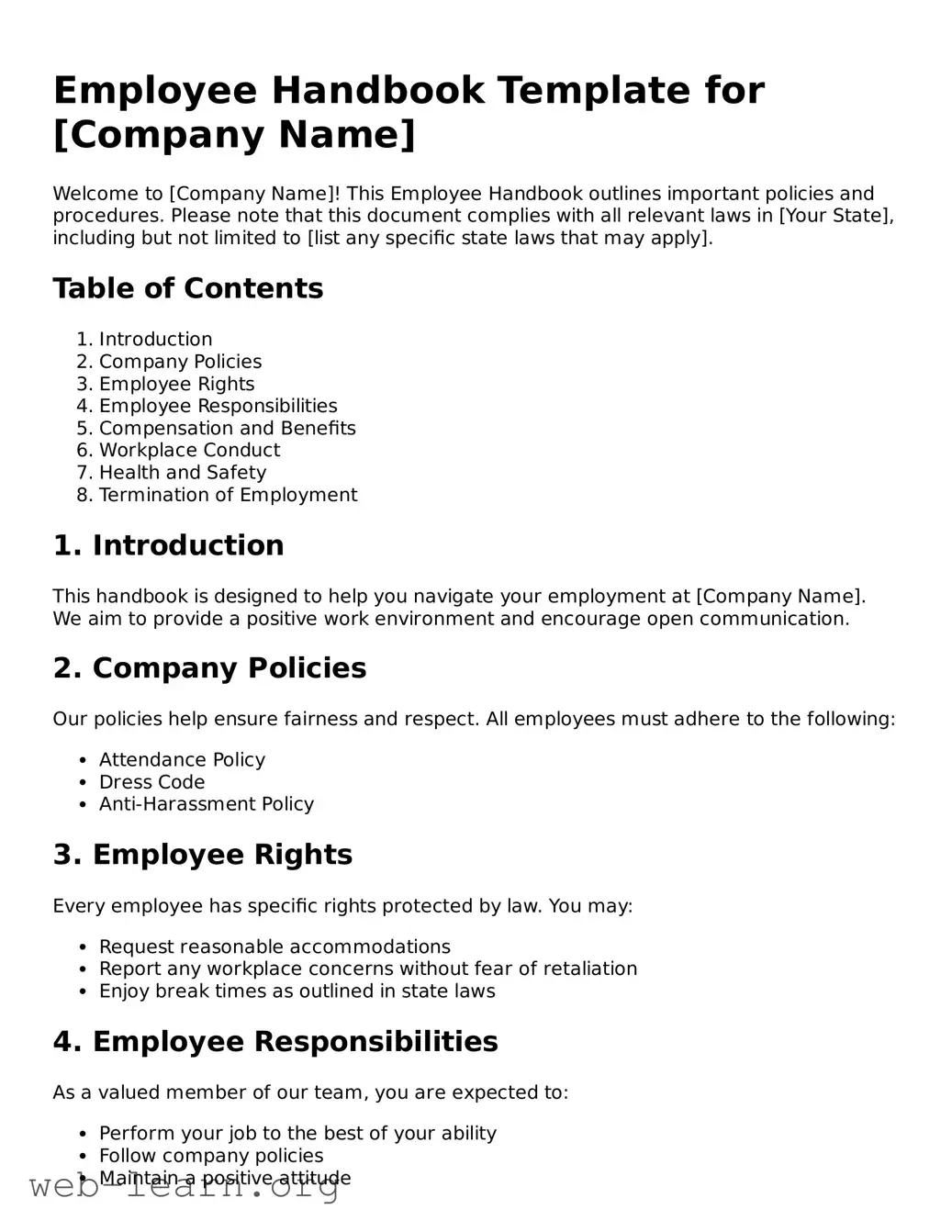 Attorney-Approved Employee Handbook Template