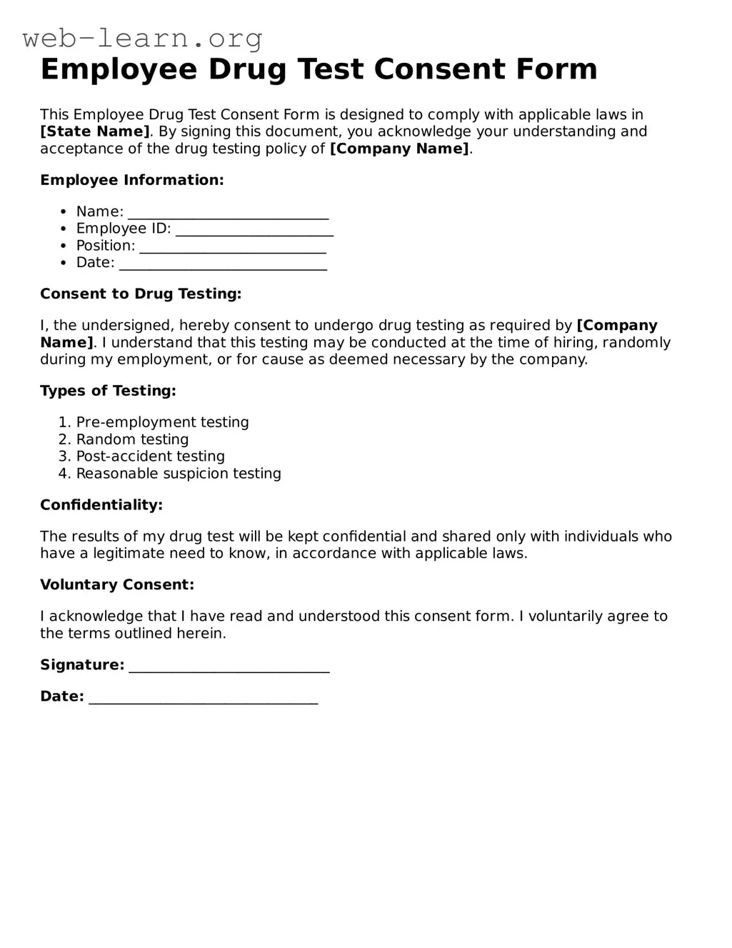 Attorney-Approved Employee Drug Test Consent Template
