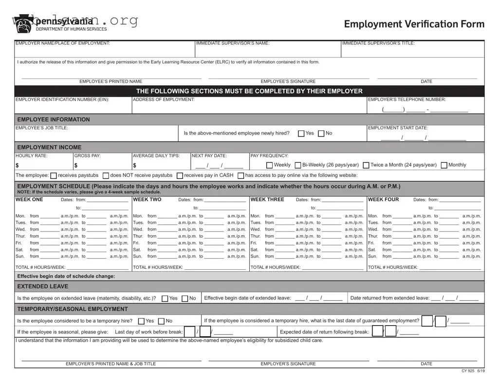 Blank Ccis Employment Verification Form