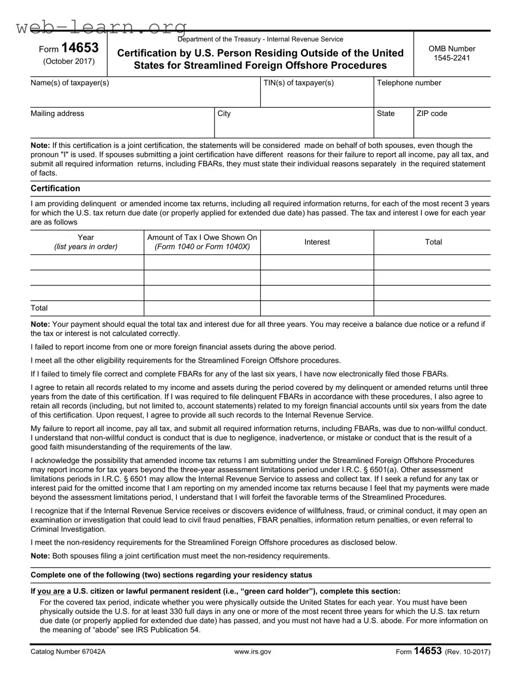 Blank 14653 Form