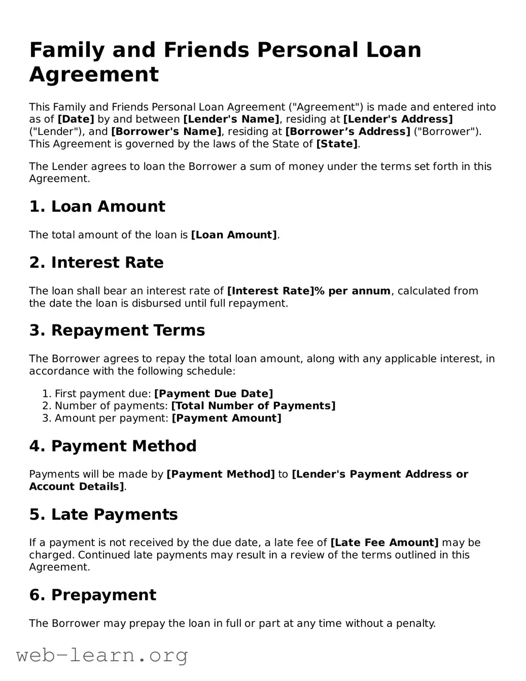 Attorney-Approved Family (Friends) Personal Loan Agreement Template