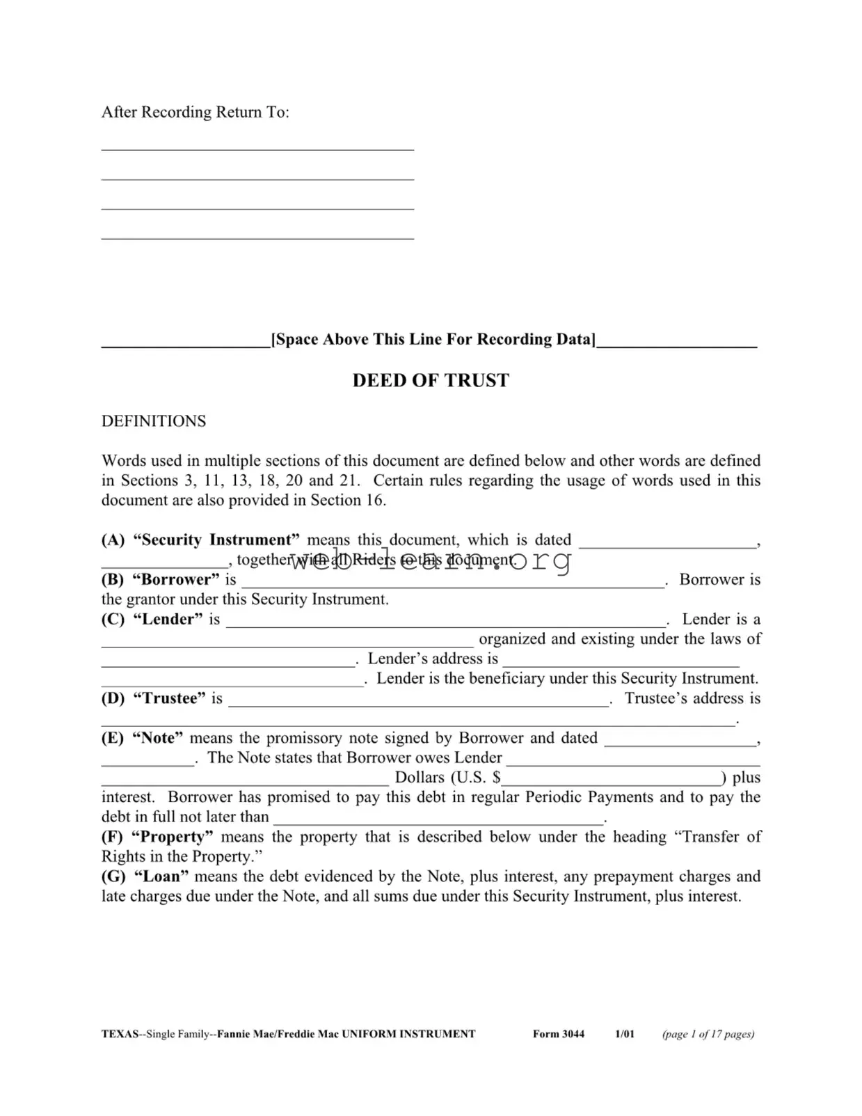 Blank Texas 3044 Form