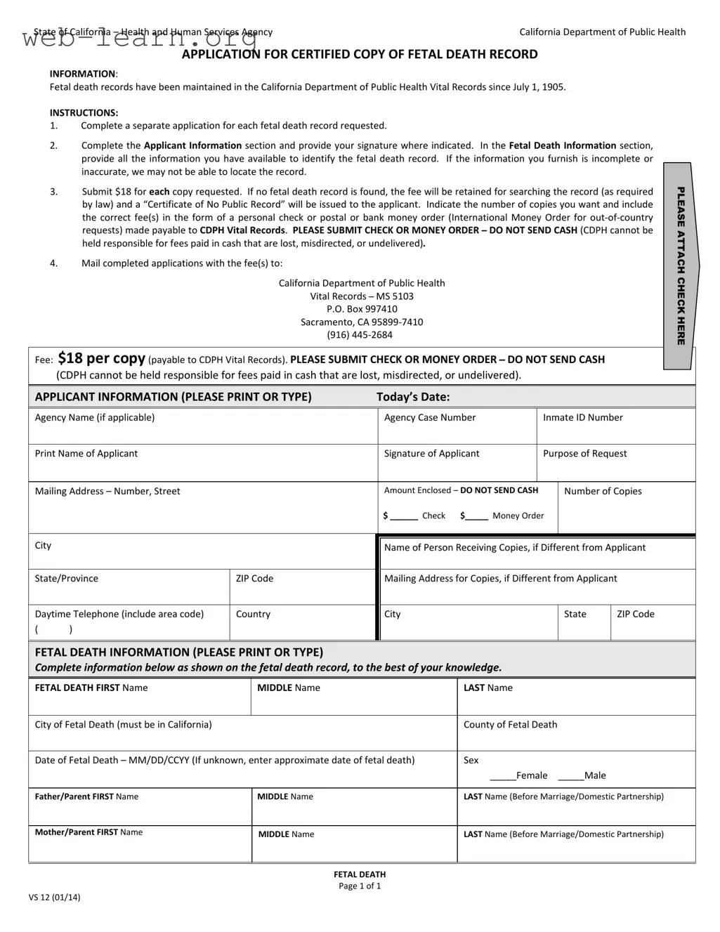 Blank California Vs 12 Form