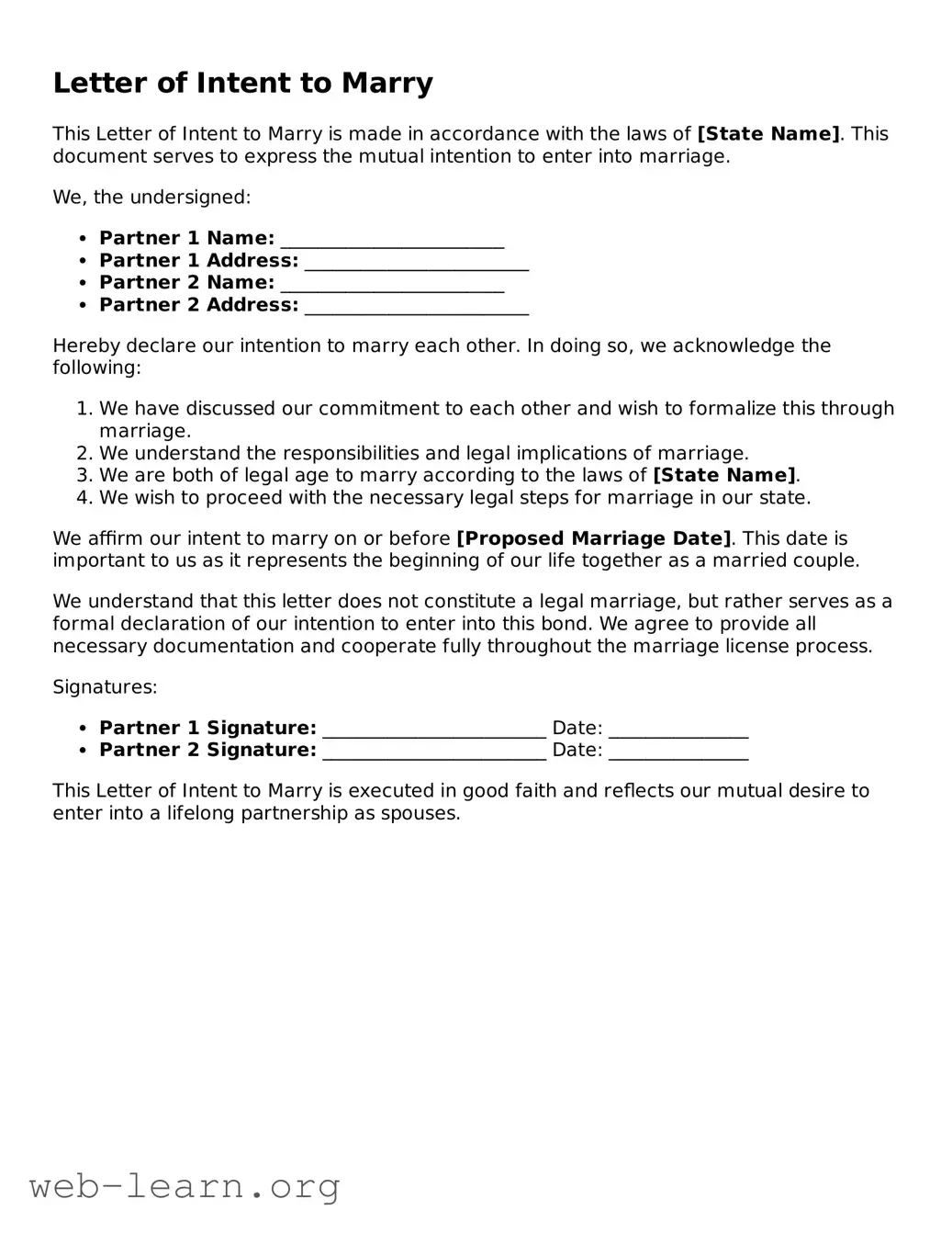 Attorney-Approved Letter of Intent to Marry Template