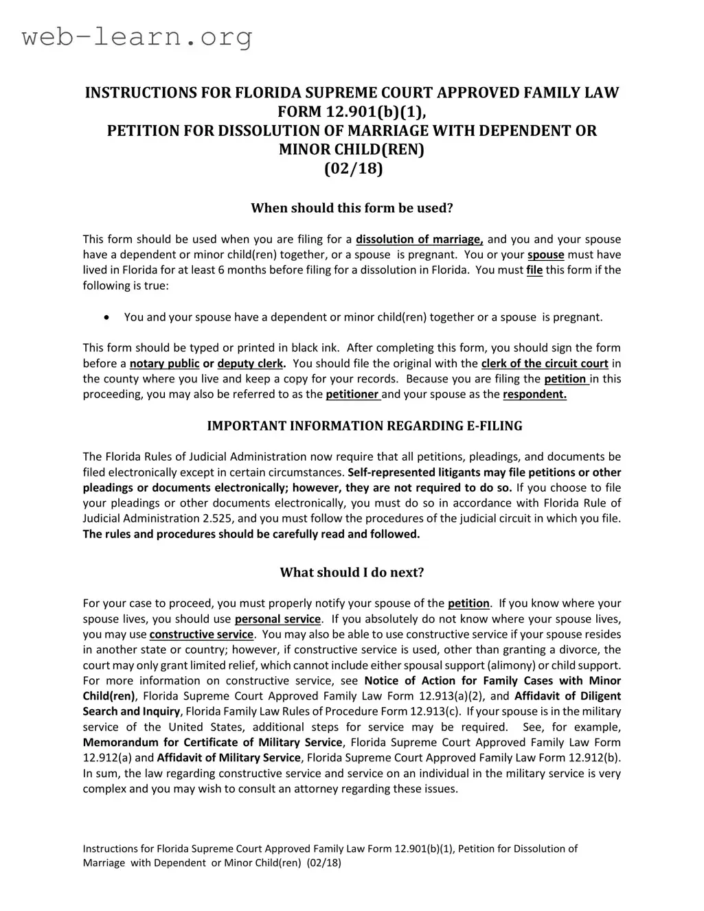 Blank Florida Divorce Decree Form