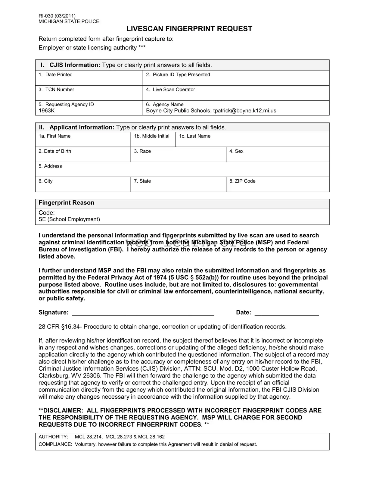 Blank Ri 030 Michigan Form