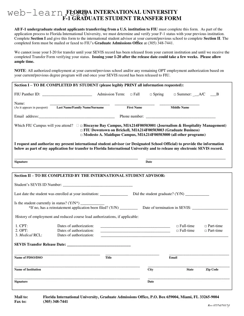 Blank Florida F 1 Form