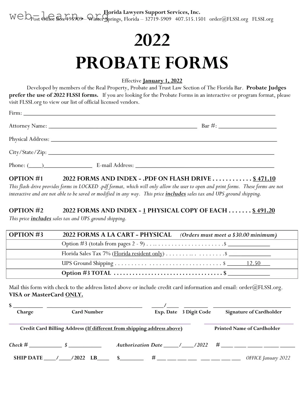 Blank Florida Lawyers Support Form