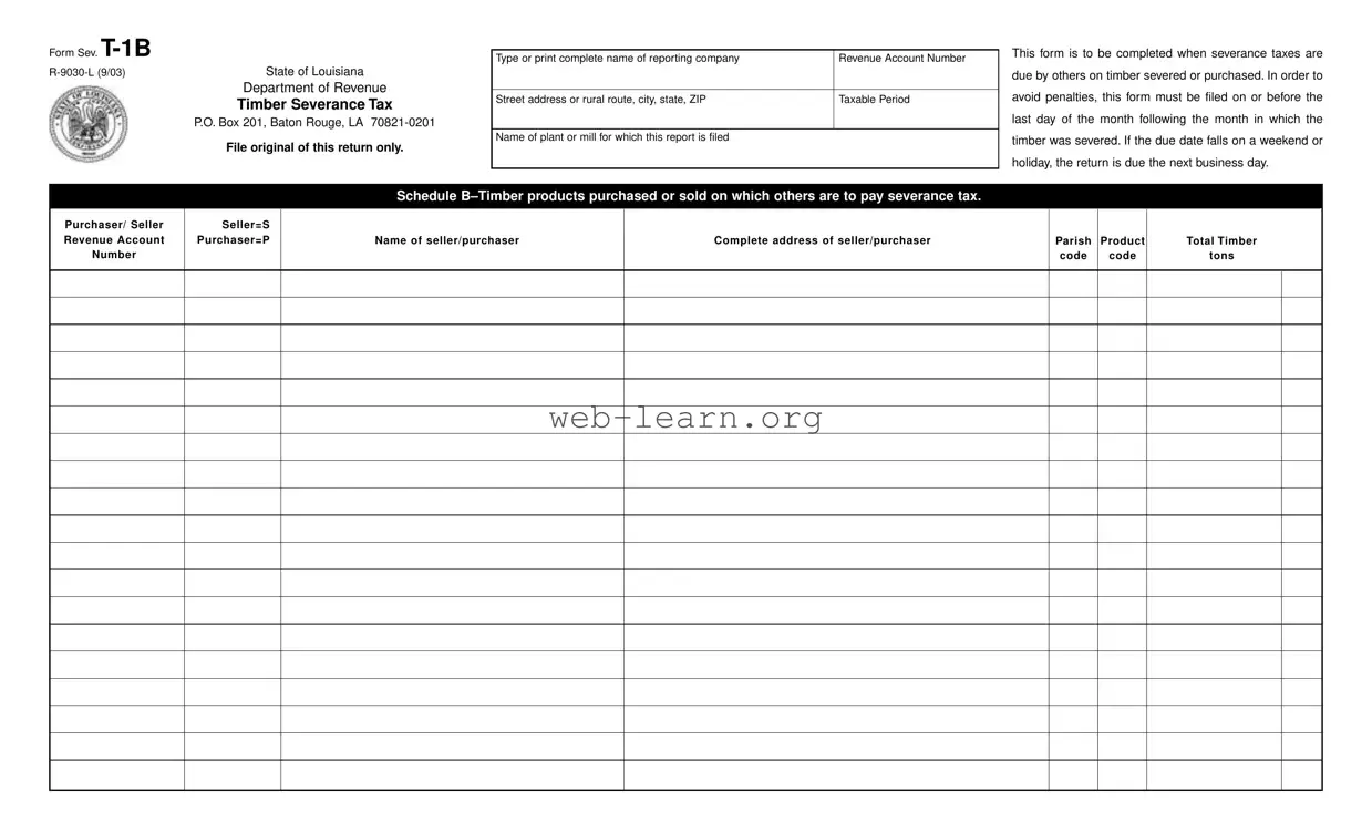 Blank T 1B Louisiana Form