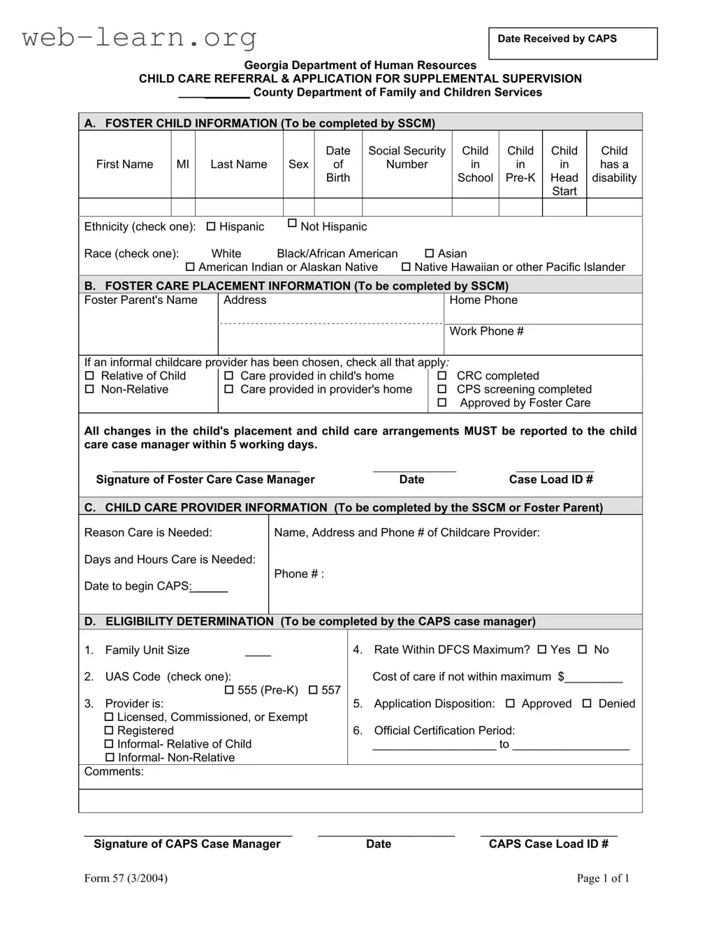 Blank Georgia 57 Form