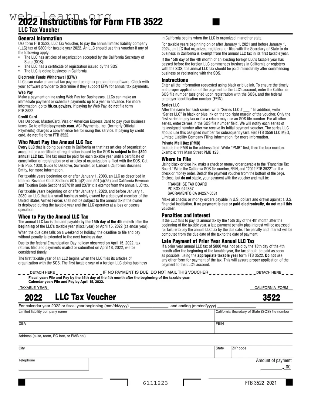 Blank California 3522 Form
